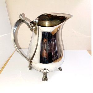 Vintage Leonard Silver Plate Claw Foot Water Pitcher Jug With Ice Catcher SHINY!
